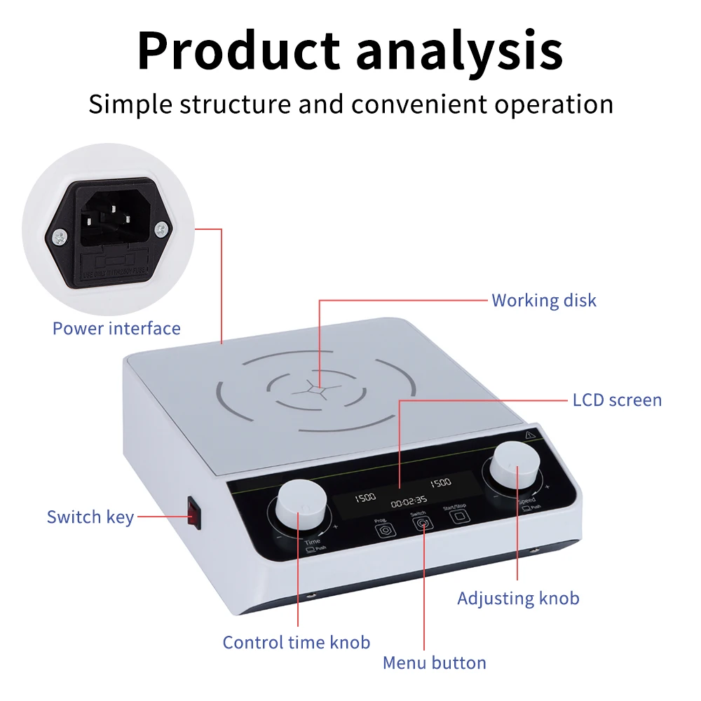 10L High Capacity Magnetic Stirrer 50-1500RPM Lab Equipment Magnetic Agitator Digital Display Magnetic Mixer With Stir Bar