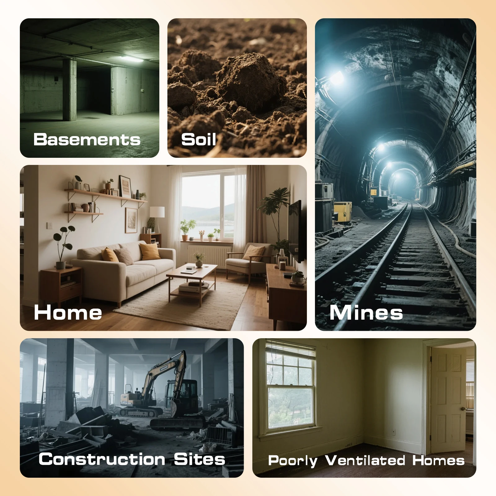 Radon Detector  Alarm Sensor  Air Quality Monitor Gas Detectors Radon Gas Detector Semiconductor