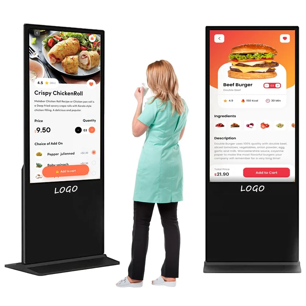 

Floor Standing Digital Totem 55" Vertical Touch Screen Display for Interactive Commercial Advertising