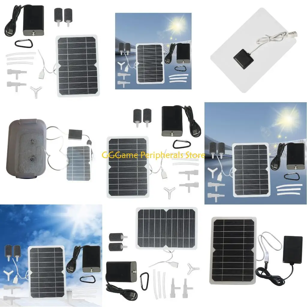 

U55B Solar Power Oxygenator with Bubble Stone Solar Pond Air Pumping 5W 5V Solar Pond Aerator for Aquarium Fish Garden