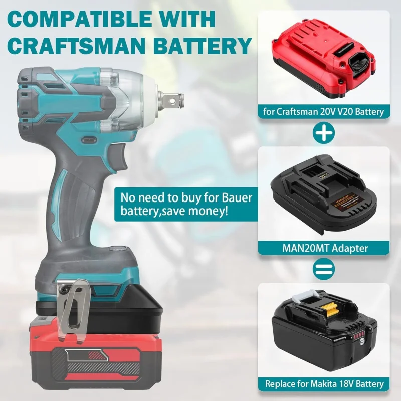 

Battery Adapter compatible For Craftsman 2OV lithium battery convert To for MAKITA 18V Li-ion Power tool