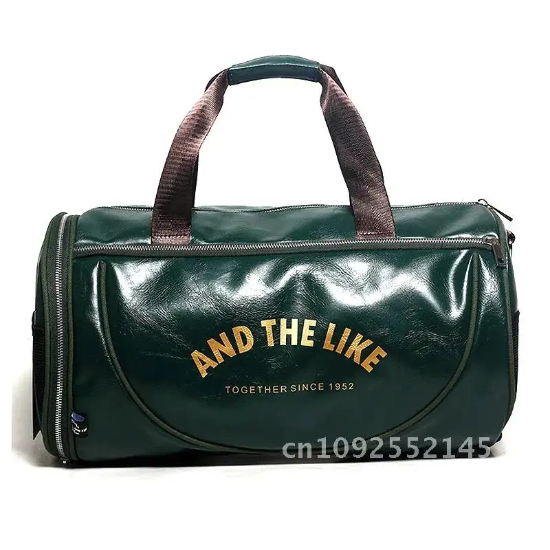 Large Capacity Men Travel Bag Bag PU Leather Men Handbag Carry Weekend Duffle Bag Luggage Packet on Gym Shoes Fitness With Man