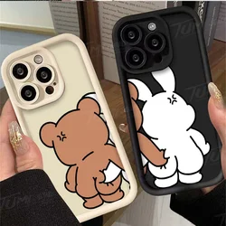 Little Bear Rabbit Pinch Butt Phone Case for iPhone 14 15 Pro Max 13 12 11 X XS XR 7 8 Plus SE 2020 Matte Printing Back Cover