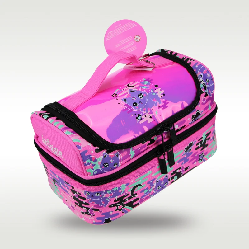 Austrália smiggle original saco de almoço das crianças menina bolsa bonito rosa espaço vermelho gato bolsa frutas lancheira saco 9 polegadas