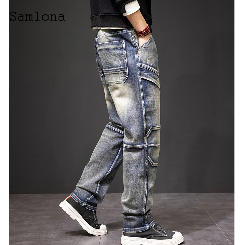 حجم كبير الرجال مستقيم الساق الدنيم السراويل الجينز 2025 أوروبا نمط موضة الكاحل طول السراويل الرجال عادية خمر ديمين السراويل جديد