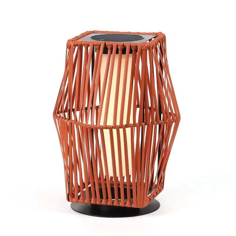 Solar Electric Rattan Light IP54 Outdoor LED Garden Backyard Deck Woven Landscape Modern Table Lamp