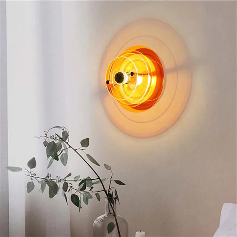 Bauhaus wall lamp art deco Coloured acrylic ufo light Bedroom Living Room Atmosphere decor Cafe bar round orange green led Lamp