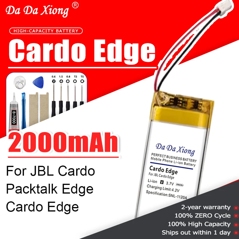 Top Brand 100% New 2000mAh Motorcycle Bluetooth Headset Battery for JBL Cardo Packtalk Edge / Cardo Edge Earphone Batteries