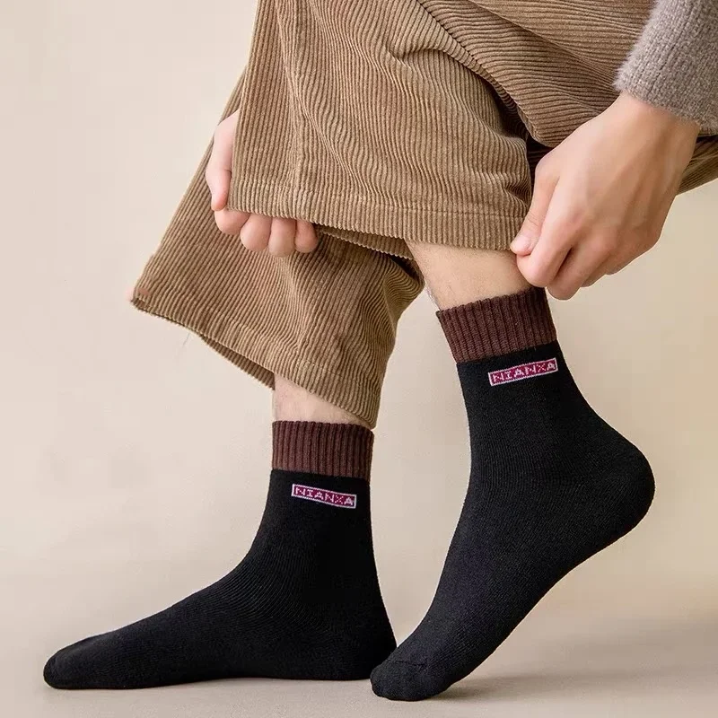 10 pares/calcetines de algodón para hombre invierno otoño calcetines gruesos cálidos de tubo medio bucle de algodón para mantener el calor calcetines antibacterianos para hombres y mujeres