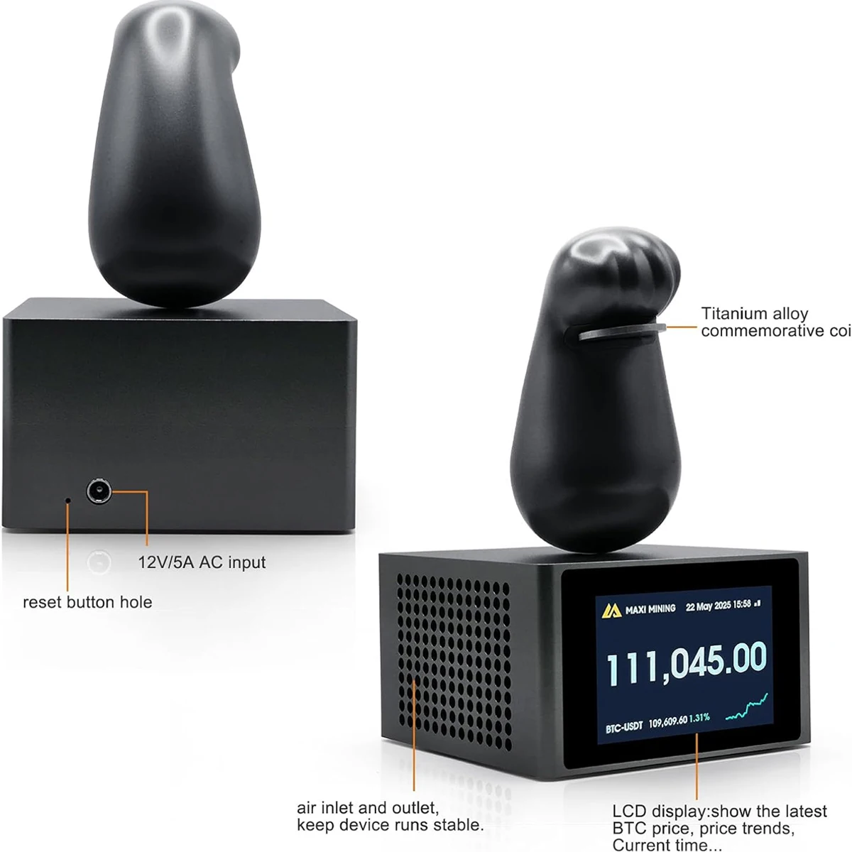 새로운 Maxi Paw 비트코인 ​​광부 1TH/s 25W 솔로 복권 광부 SHA-256 WiFi 연결 암호화 BTC 광부 Asic 칩 가정용 기계