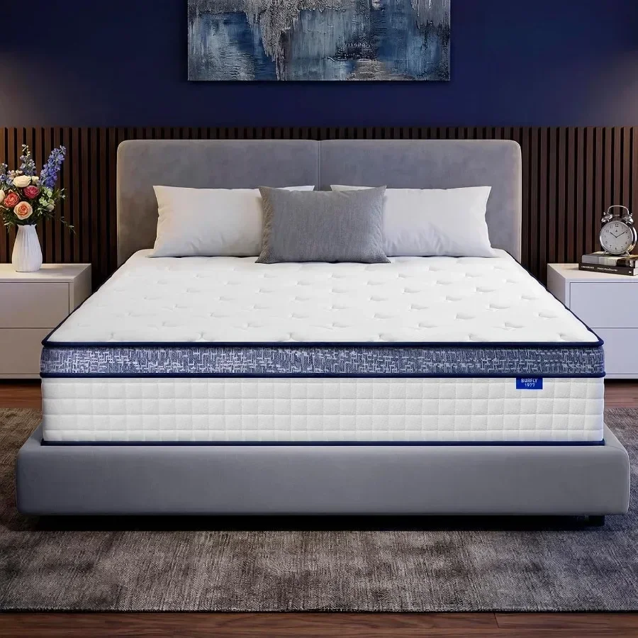 Queen Mattress, 12 Inch Hybrid Queen Size Mattresses in a Box, Memory Foam Individual Pocket Springs, Medium Firm Comfort, Moti