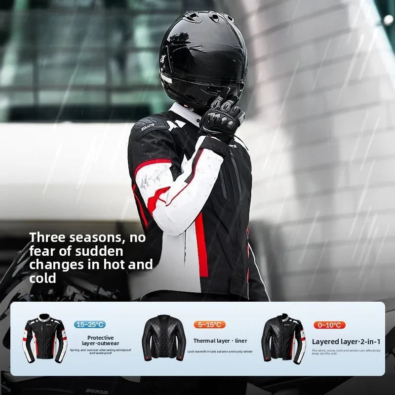 

SULAITE winter detachable lining warm and waterproof motorcycle jacket road racing suit equipment with chest protector new model