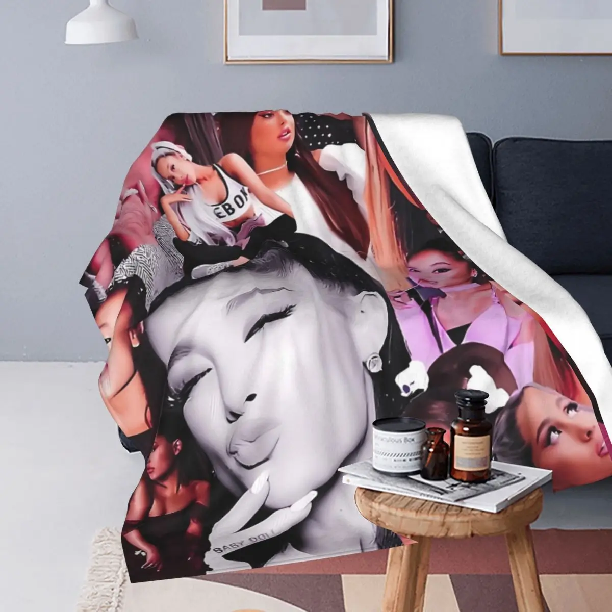 The Best Singer Ariana Blanket Grande Pop Music R&B Wool Vintage Breathable Throw Blanket for Bed Sofa Spring Autumn