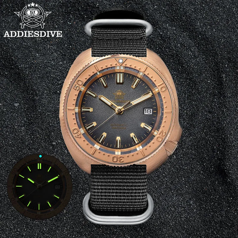 Reloj de buceo ADDIESDIVE para hombre CUSN8 caja de bronce NH35A relojes mecánicos de cristal de zafiro AD2097 C3 nuevo reloj de pulsera superluminoso