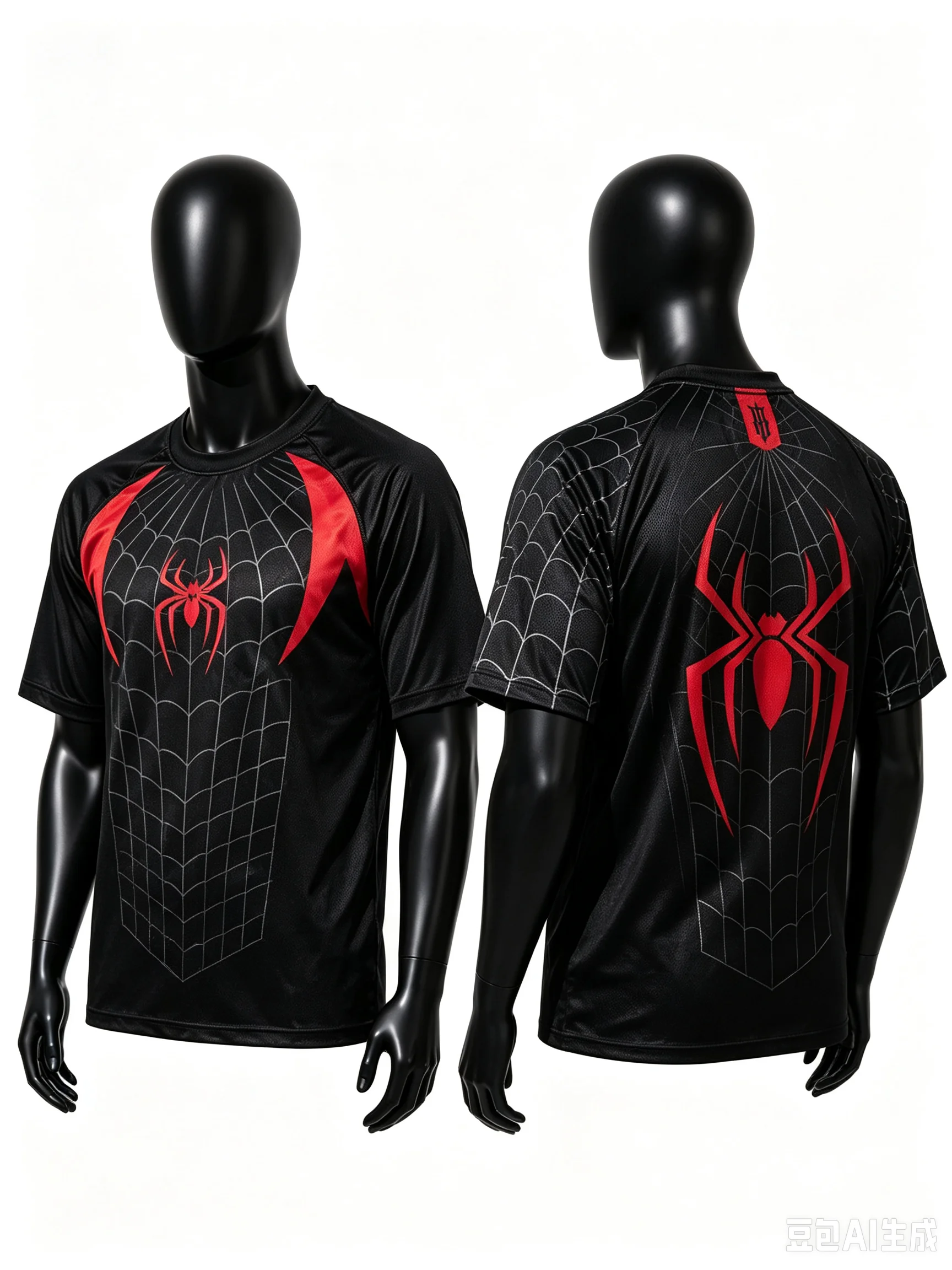 3D Printing Web - 親子用スパイダーヒーロー3Dプリントサッカーユニフォーム、赤と青のウェブ柄半袖Tシャツ、100%ポリエステル製通気性トップス