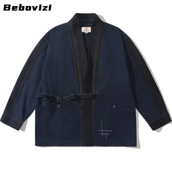 Japanese Samurai Jacket Fashion Casual Loose Men's Cardigan Kimono Streetwear Harajuku Cotton Coats Traditional Clothing
