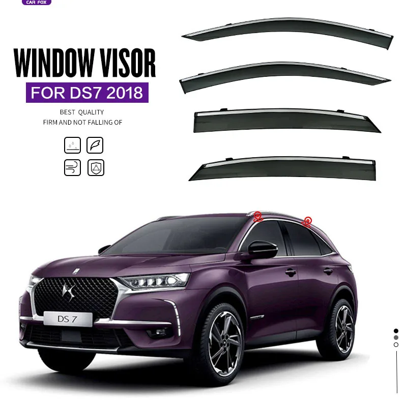4Pcs Window Visor Rain Guard Wind Deflector For DS 7 Crossback 2018 SUV Side Window Vent Sun Shade Car Exterior Accessories