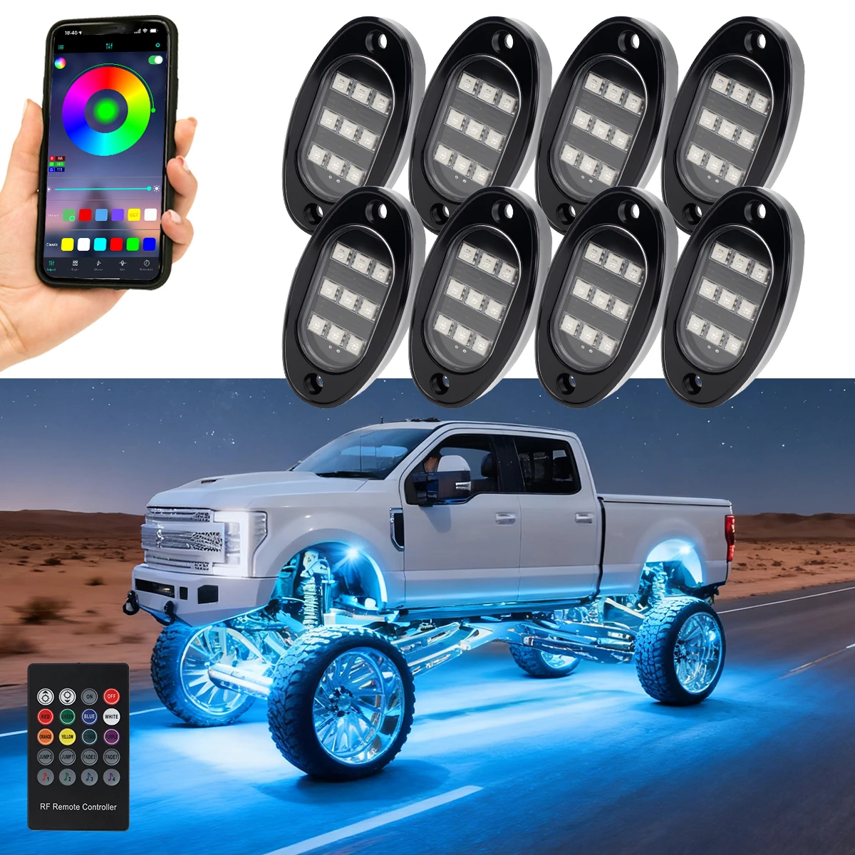 

LED Chassis Ambient Light Car Environment Lamp Neon Rock Light APP Control Music Decorating for Pickup Off Road Jeep Vehicle SUV