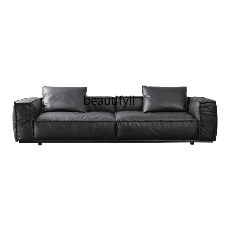 Napa Leather down Sofa Italian Design Modern Simple and Light Luxury Three-Person