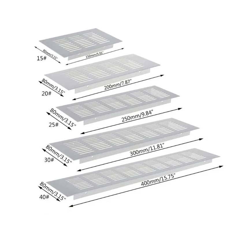 2x Aluminum Alloy Breathable Net Caravan Rectangular Cabinet Heat Dissipation Net Vent Vent Marine Fitting 150/200/250/300/400MM