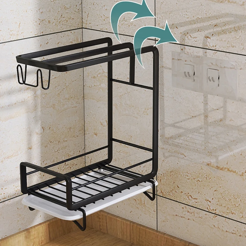 Rag Rack Kitchen Rack Dishcloth Sponge Storage Drain No Installation Required Wall Mounted Floor Standing Multifunction Rag Rack