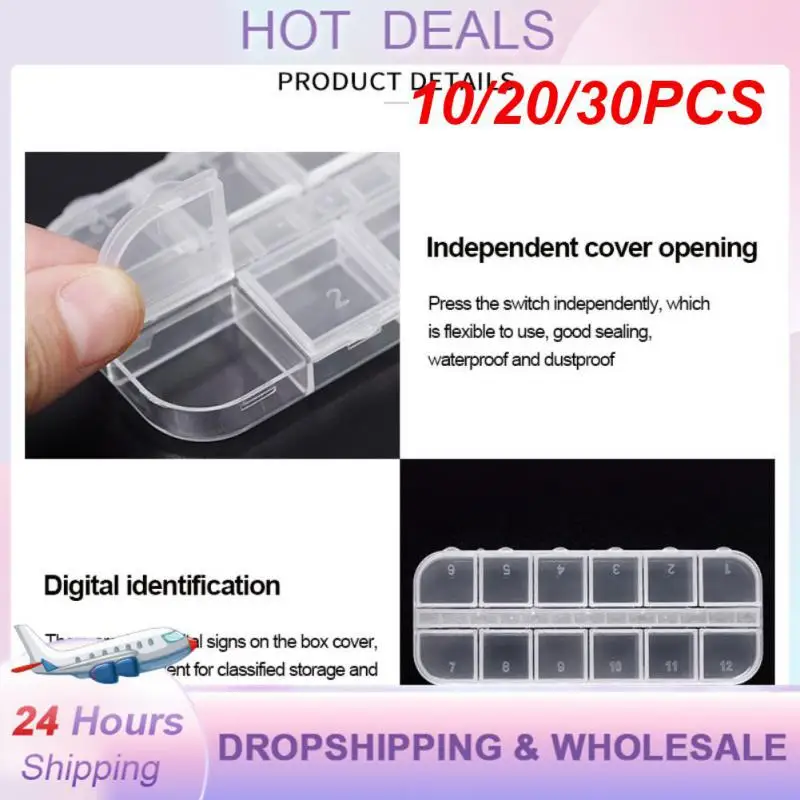 10/20/30PCS Nail Art Decorations Organized Storage Durable And Lightweight Stylish Best-selling Transparent Trendy