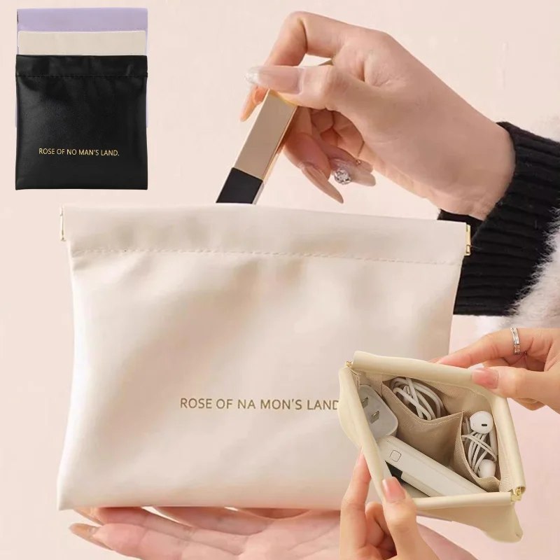 Portable Self Sealing Silicone Storage Bag Waterproof Multi Compartment Earphone Charger Cord Mini Cosmetic Carry Pouch Purse