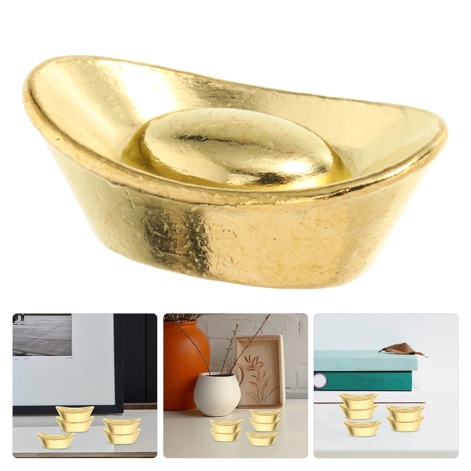 

10Pcs Wealth Symbol Mini Decorative Ingot Craft Small Shelf Living Room Desk Decor Miniature Prosperity Ornament