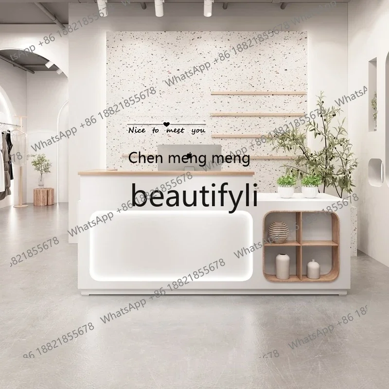 

X zzqRestaurant Clothing Beauty Salon Small Painted Front Desk Reception Cashier Counter