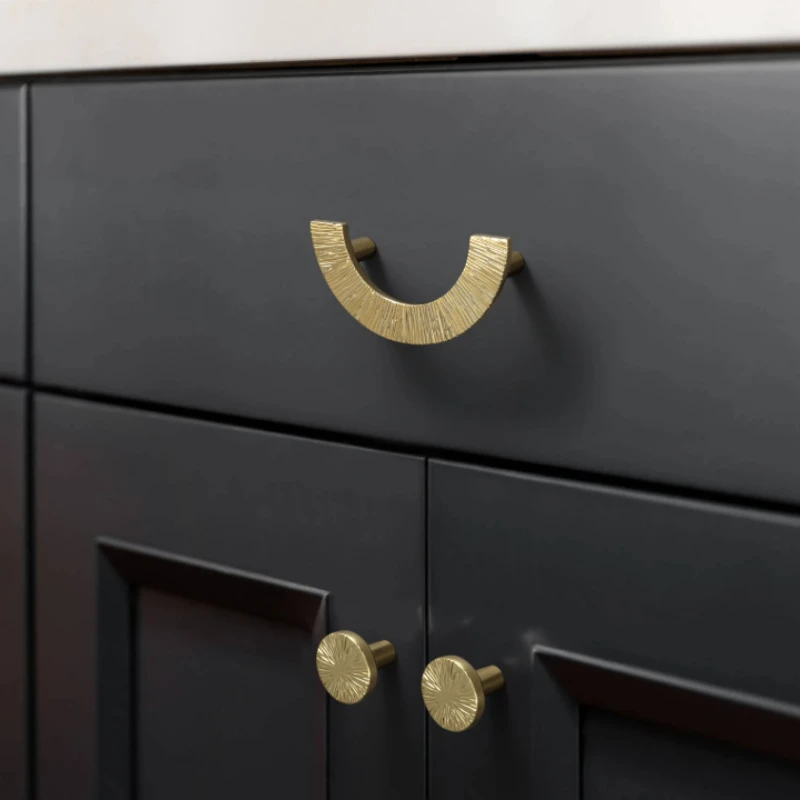 Kenop Lemari Laci Setengah Lingkaran Model Palu, Kenop Furnitur Mewah Gaya Nordik, Gagang Pintu Kabinet Dapur Kuningan