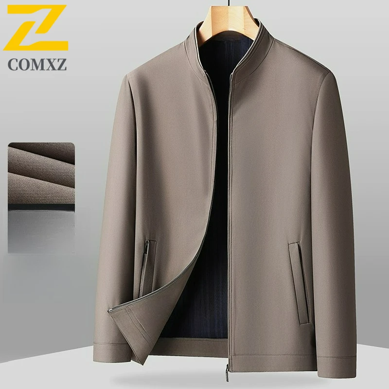 COMXZ Jacket Men Leisure Stand Collar Business Working Coat Lightweight Comfortable Stylish Office Daily Wear Autumn Outerwear