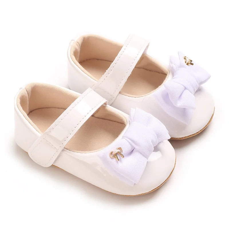 Infant Girls Bowknot Mary Jane Flats with Non-Slip Sole Cute Princess Dress Shoes for Newborns Adorable Crib Shoes