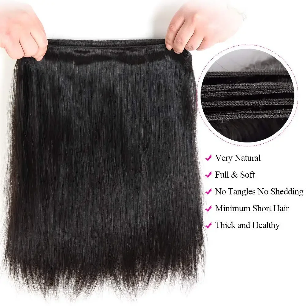 30 34 Inch Long Thick Indian Raw Virgin Bone Straight Natural 100% Human Hair Bundles 3/4 Pieces Weave 12A Bundles Extensions