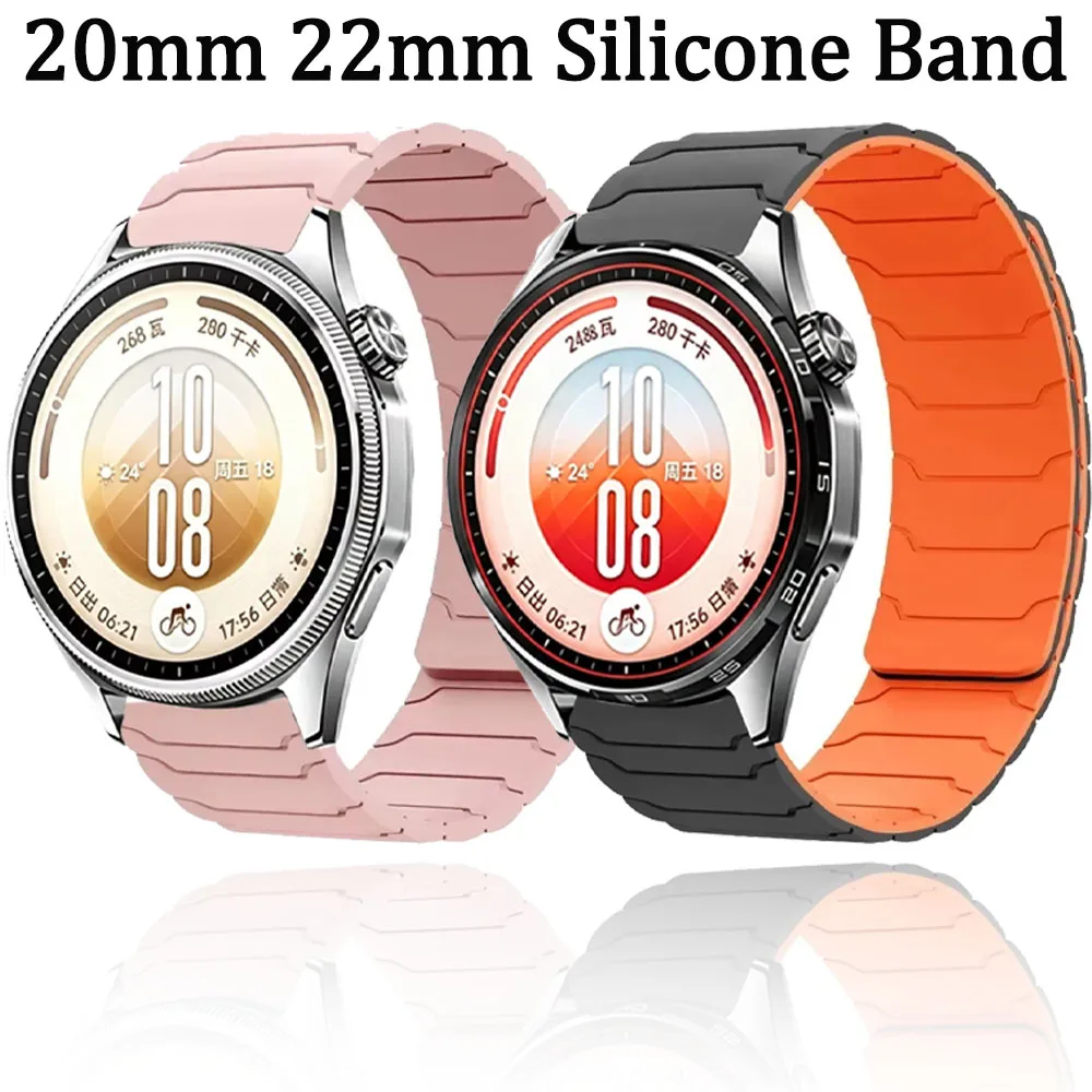 22mm 20mm Silicone Strap for Huawei Watch GT7 Pro/GT7 6 5 4 46mm Magnetic Bracelet for Amazfit Active 3 2/Max/Bip 6 5/Balance 3