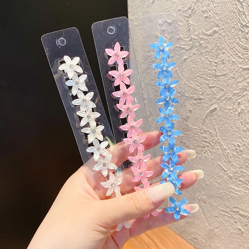 10PCS/Set Hair Clip Braided Hair Small Flower Hair Buttons Hairpin Girl Cute Headdress Girl Mini Hair Claw Hair Accessories