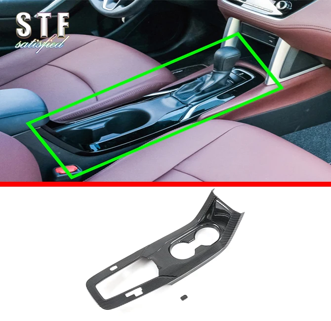 Carbon Fiber Style Interior Gearshift Knob Cover Trim Panel For Toyota Corolla Cross (XG10) 2020 2021 Car Accessories Stickers