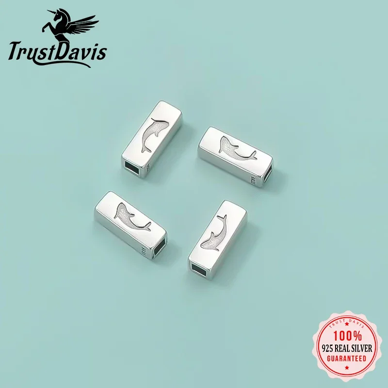 

TrustDavis настоящий серебро 925 пробы модный квадратный Дельфин фотобусины подвеска ручной работы DIY аксессуары изысканные ювелирные изделия HY404