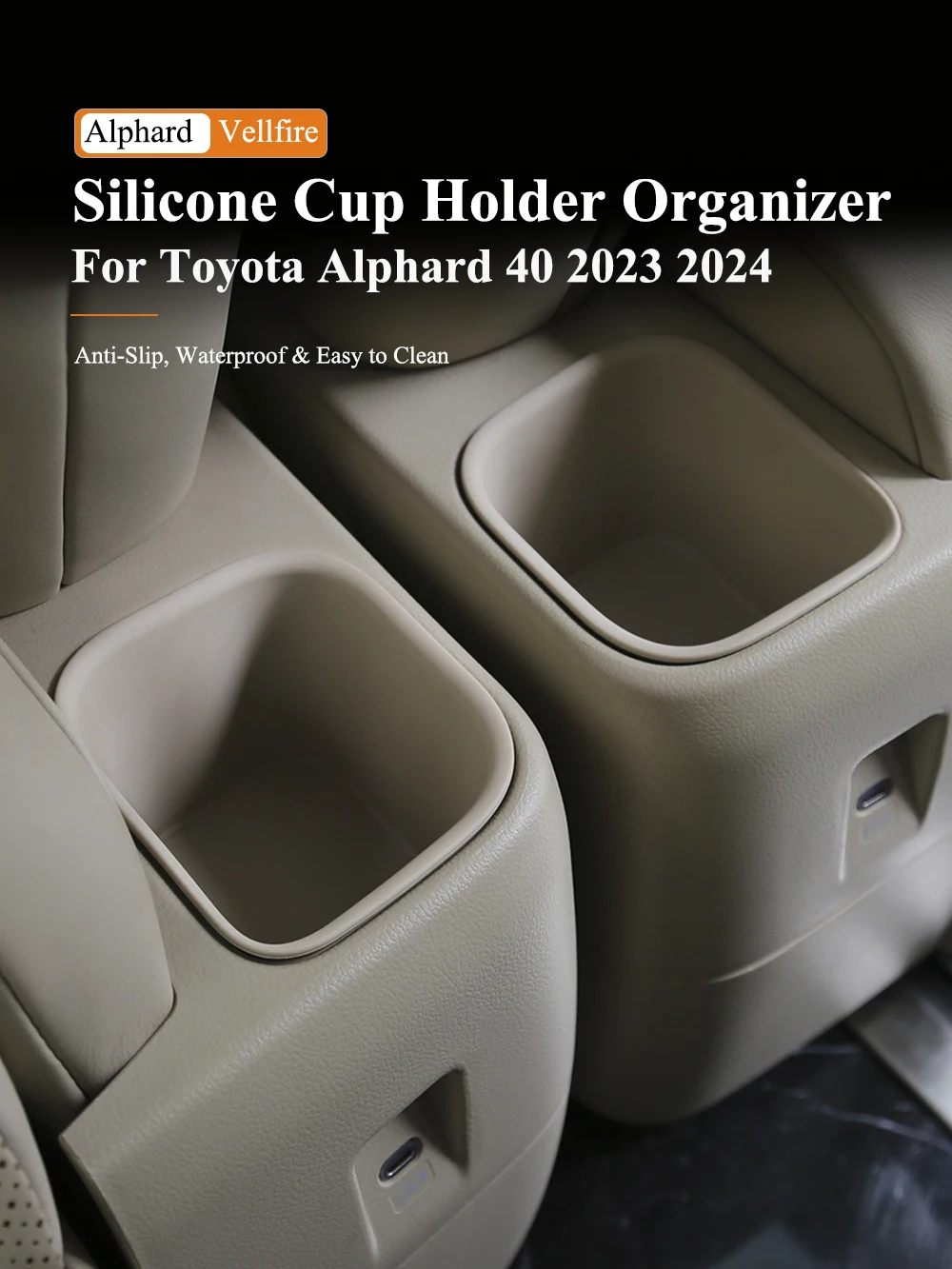 2PCS Car Silicone Cup Holder Insert Organizer for 2023 Toyota ALPHARD/VELLFIRE 40 Series 2023 2024 Accessories Middle Seats