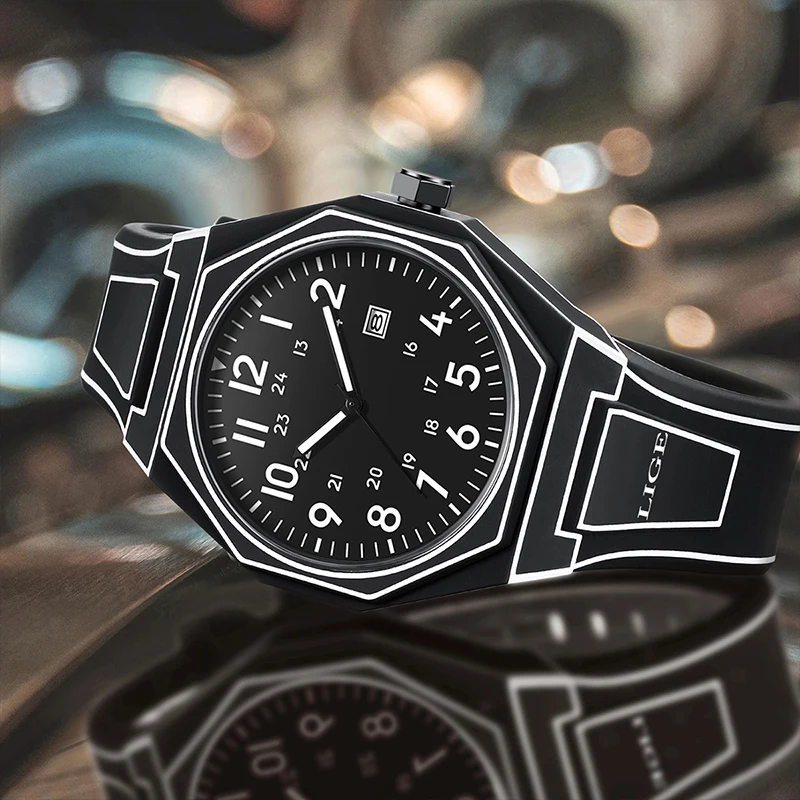 LIGE الإبداعية 2025 الرسوم المتحركة ملهمة موضة رسم ساعات رجالية ساعة مقاوم للماء سيليكون كوارتز ساعة اليد reloj hommes