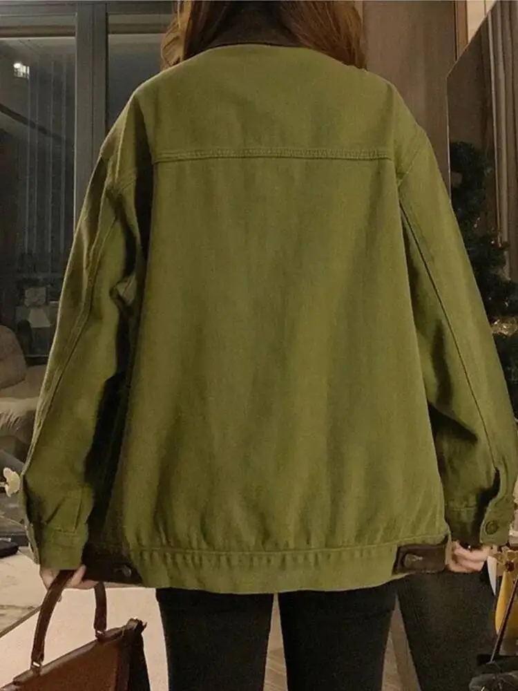 Damen Denim Jaet Loose Fit Frühling Herbst Neu Kleine Größe High Design Sense Horn Button Casual Sle Long Sve