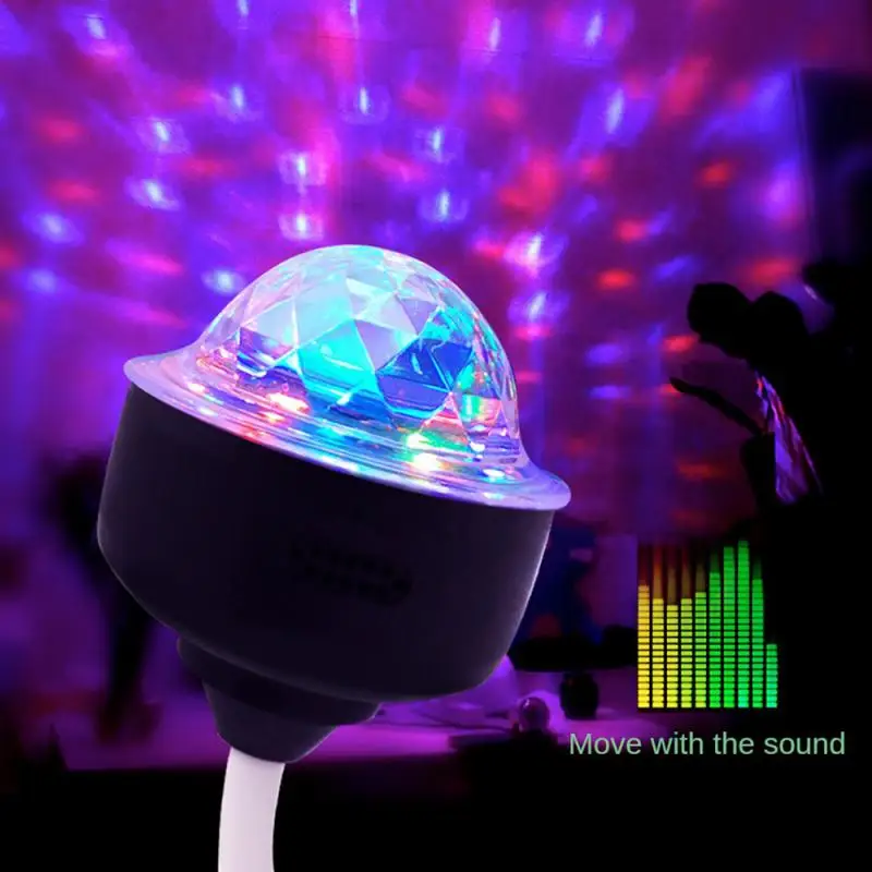 Auto Rotating LED Projector Light Laser Lamp Bulb Voice Control Crystal Ball Christmas Party DJ Disco Stage Lamp For Car