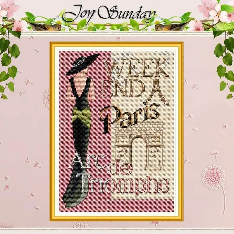 Weekend in Paris Patterns Counted Cross Stitch Set 11CT 14CT 16CT Stamped DMC Cross-stitch Kit Embroidery Needlework Home Decor