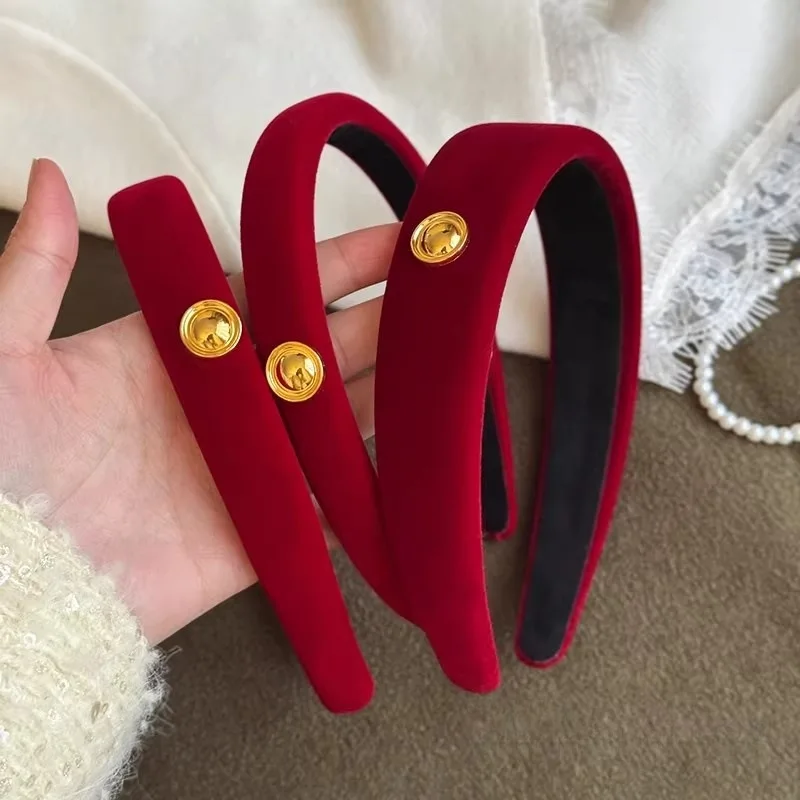 Festive Party Red Velvet Hairbands Headband Women Girls Scrunchies Hair Head Hoop Bands Accessories Headdress Headwear Ornament view 5