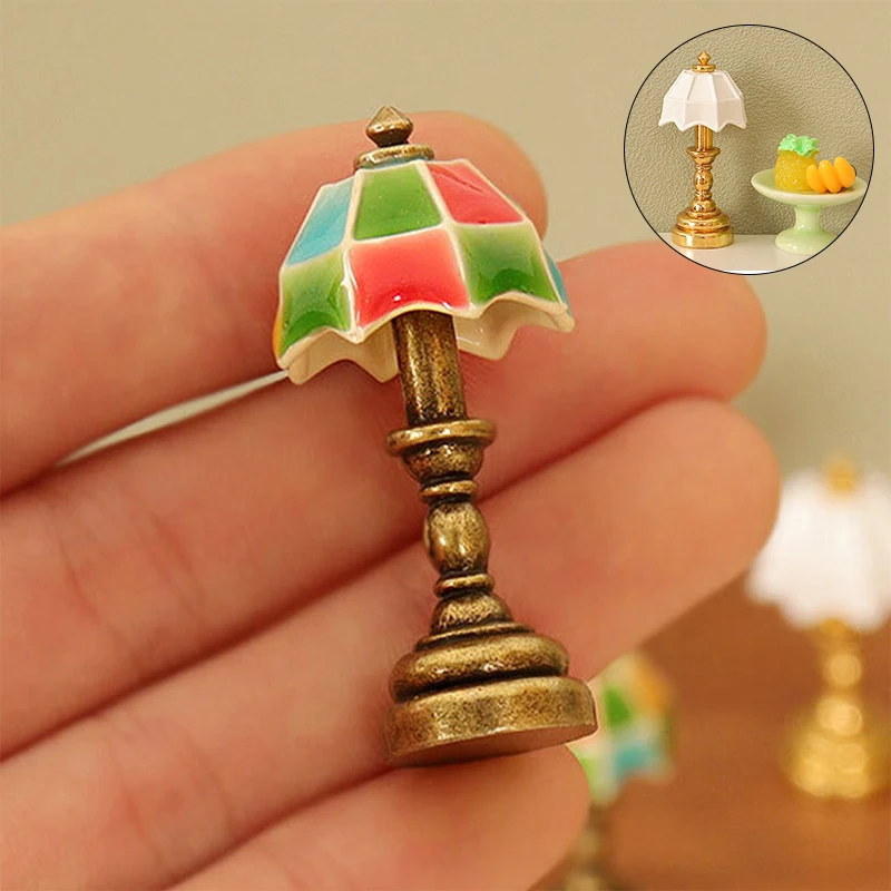 1PC Mini 1:12 Miniature Table Candlestick Retro Desk Lamp Doll House Lamps Decor Accessories Dollhouse Furniture Toys