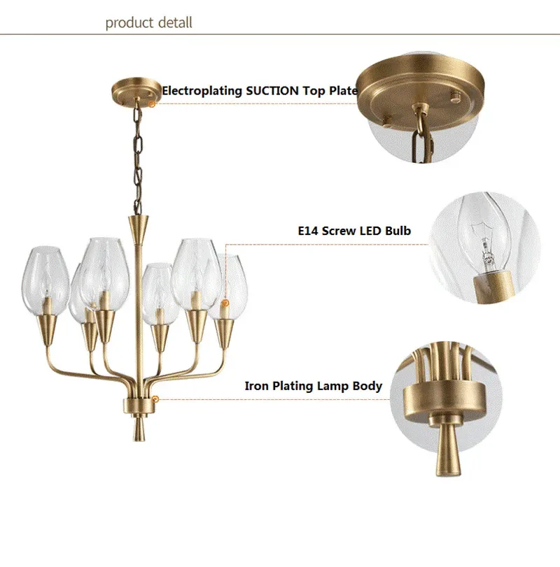 Modern Chandelier Living Room Restaurant Lamp High Quality Hotel Guest Room Bedroom Glass Lamp