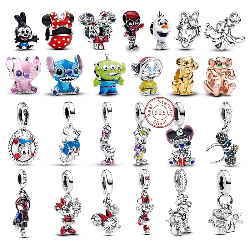 

925 Sterling Silver Charms Bead Disney Marvel Game of Thrones Spider-Man Mickey Donald Duck For Women Bracelet DIY Fine Jewelry