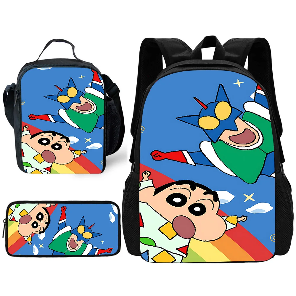 Детский школьный повседневный рюкзак Shinchans с милыми мелками и сумками для обеда, сумками-карандашами, школьными сумками для мальчиков и девочек, лучший подарок
