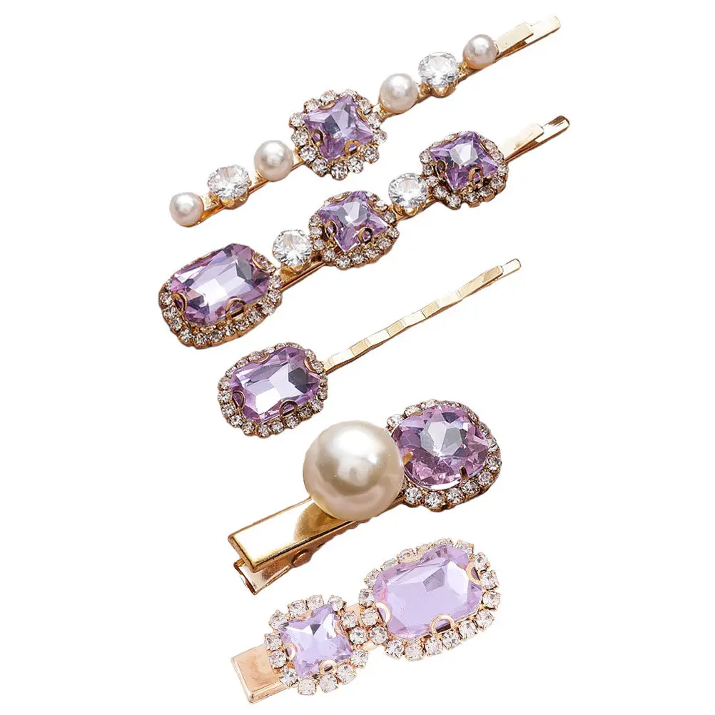 

Набор из 5 ретро-заколок для волос со стразами, гладкие, не повреждающие волосы, для укладки, для женщин и девушек, универсальные, для вечеринок и банкетов