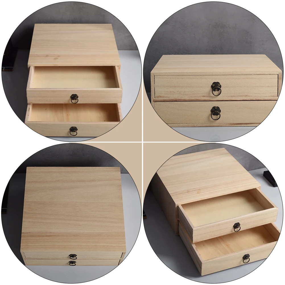 

1pc Wooden Storage Box Multi-layer Desktop Drawer Organizer Compact For Cosmetics Stationery Sundries Storage Solution