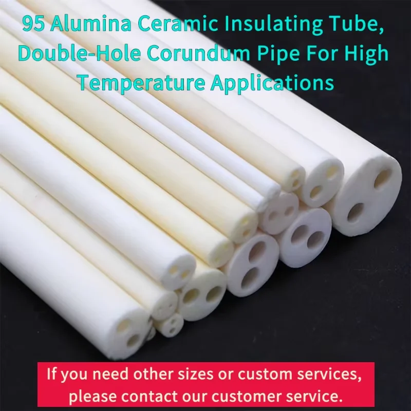 95 Alumina Ceramic Insulating Tube, Double-Hole Corundum Pipe For High Temperature Electrical Equipment